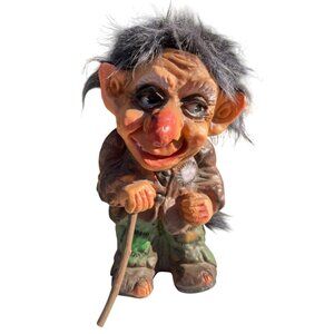 Vintage Erling Krage Troll Old Man Figurine With Cane Handcrafted Marked 63/601